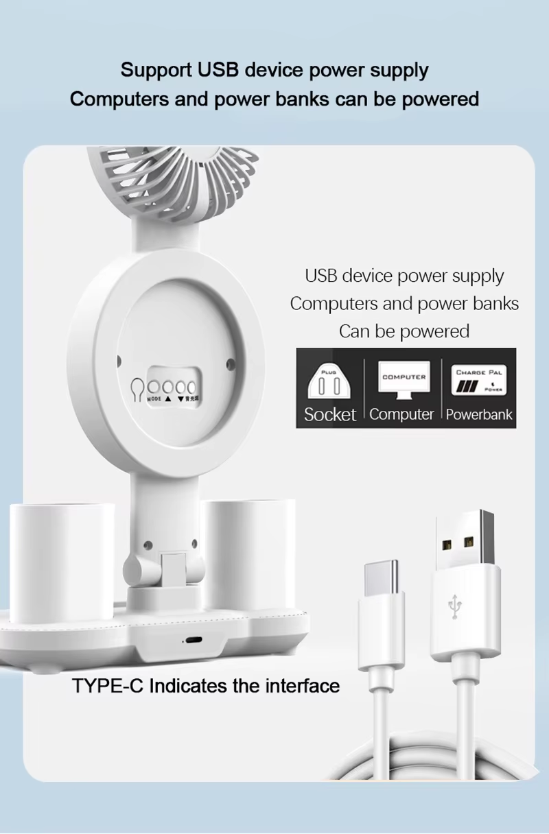 Rechargeable Led Table Lamp for Study Desk Lamp Reading Light Led Night Light with Fan Led Clock Dispaly Reading Desk Light