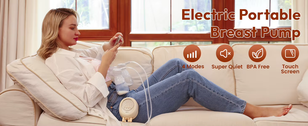 McAdo Electric Breast Pump Electric Breast Mlik Pump,4 Modes 9 Levels,21/24mm Flanges Parts,Low Noise