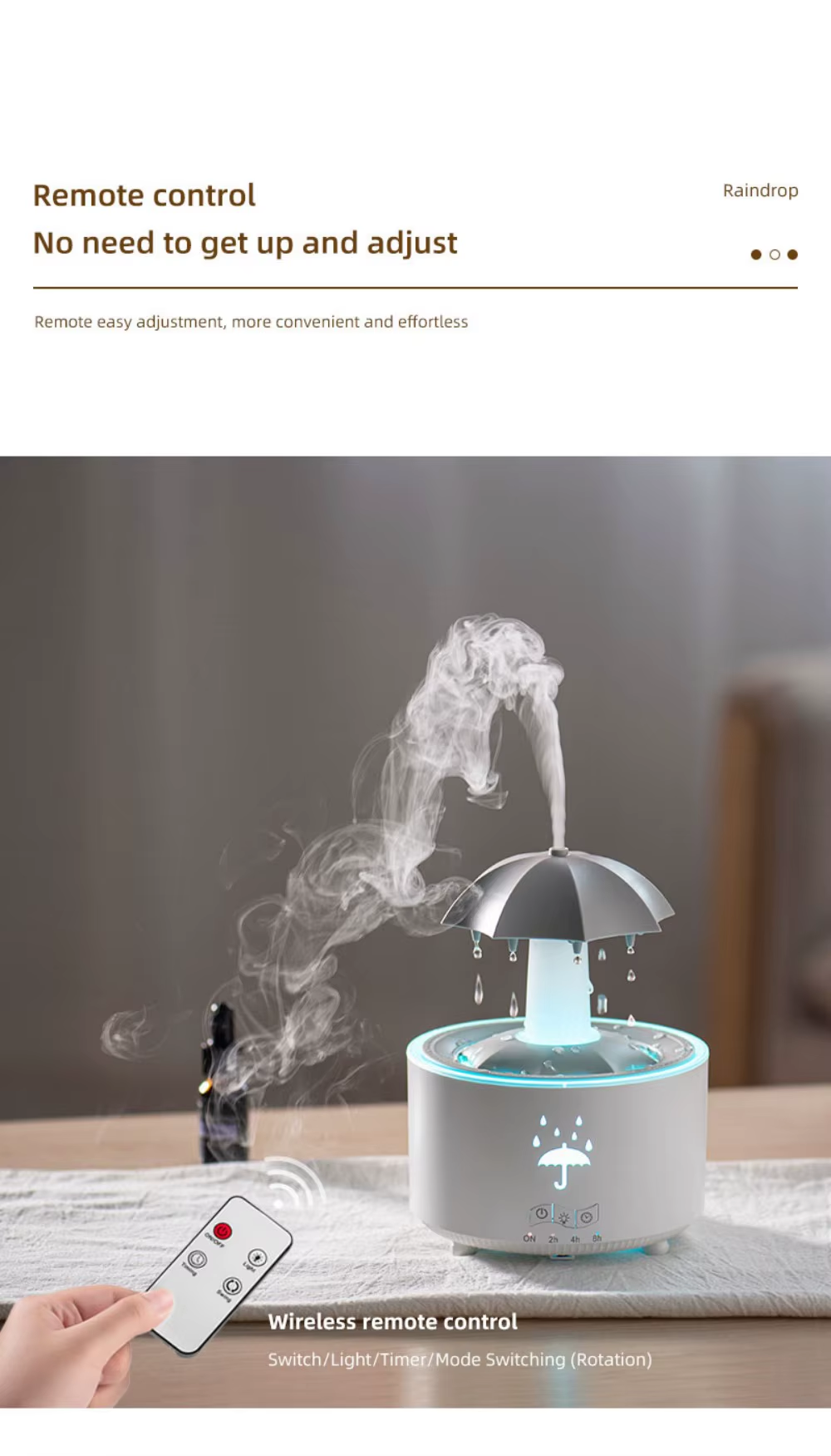 UFO Umbrella Essential Oils Diffuser Large Capacity Humidifier Christmas Jellyfish Aroma Diffuser Raindrop Sleeping Night Lights