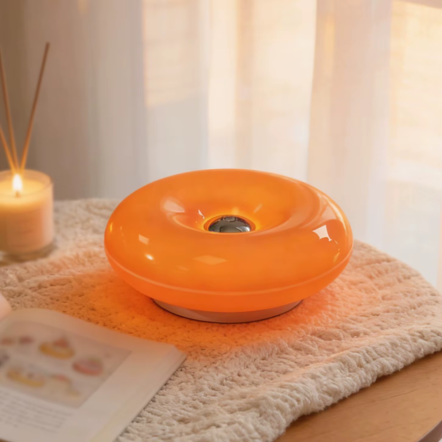 Donut Shape LED Table Lamp, Dimmable Warm Ambient Night Light for Bedroom, Living Room, Home Decor, Creative Gift
