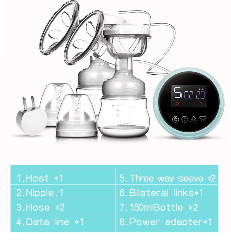 McAdo Electric Breast Pump USB BPA Free Electric Double Breast Pump with Nursing Pads And Breast Milk Storage Set Baby Feeding Gift Set
