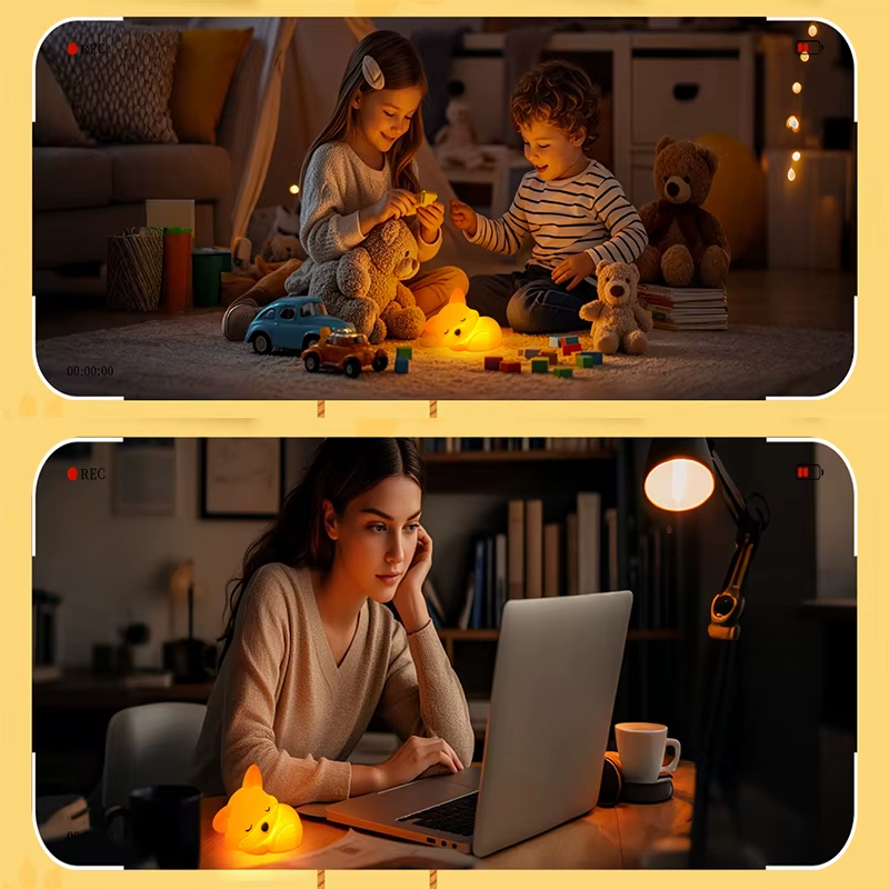 Fox Night Light, Squishy Silicone Lamp Novelty Gifts, Rechargeable Dimmable Timer Bedside Touch Nightlight for Breastfeeding