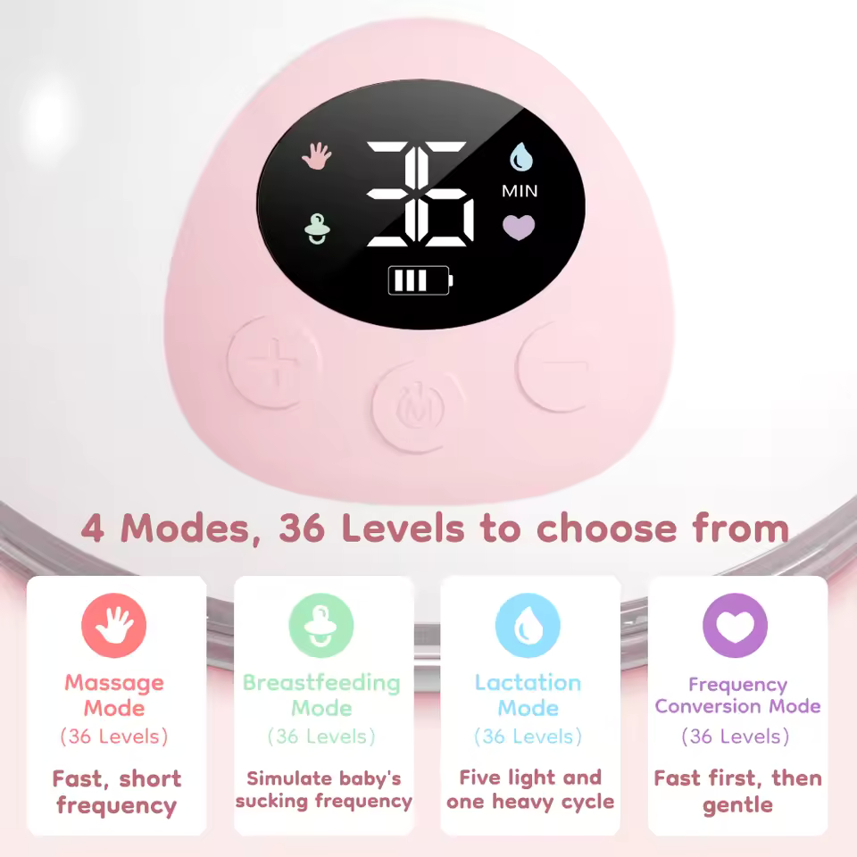 McAdo Electric Breast Pump Bule 4 Modes 36 Suction Levels Hands Free Breast Pumps Milk Collector with 19/24mm Flange EB50