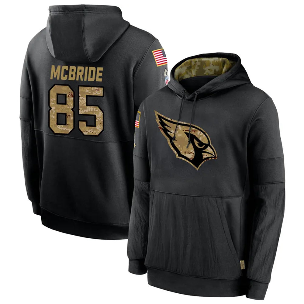 McAdo A.Cardinals #85 Trey McBride Player Black Salute to Service Hoodies Stitched Jerseys