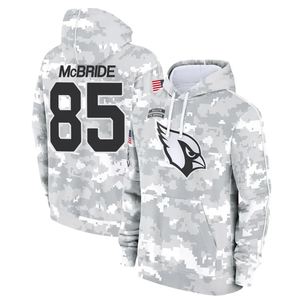 McAdo A.Cardinals #85 Trey McBride Player Camo Salute to Service Hoodies Stitched Jerseys