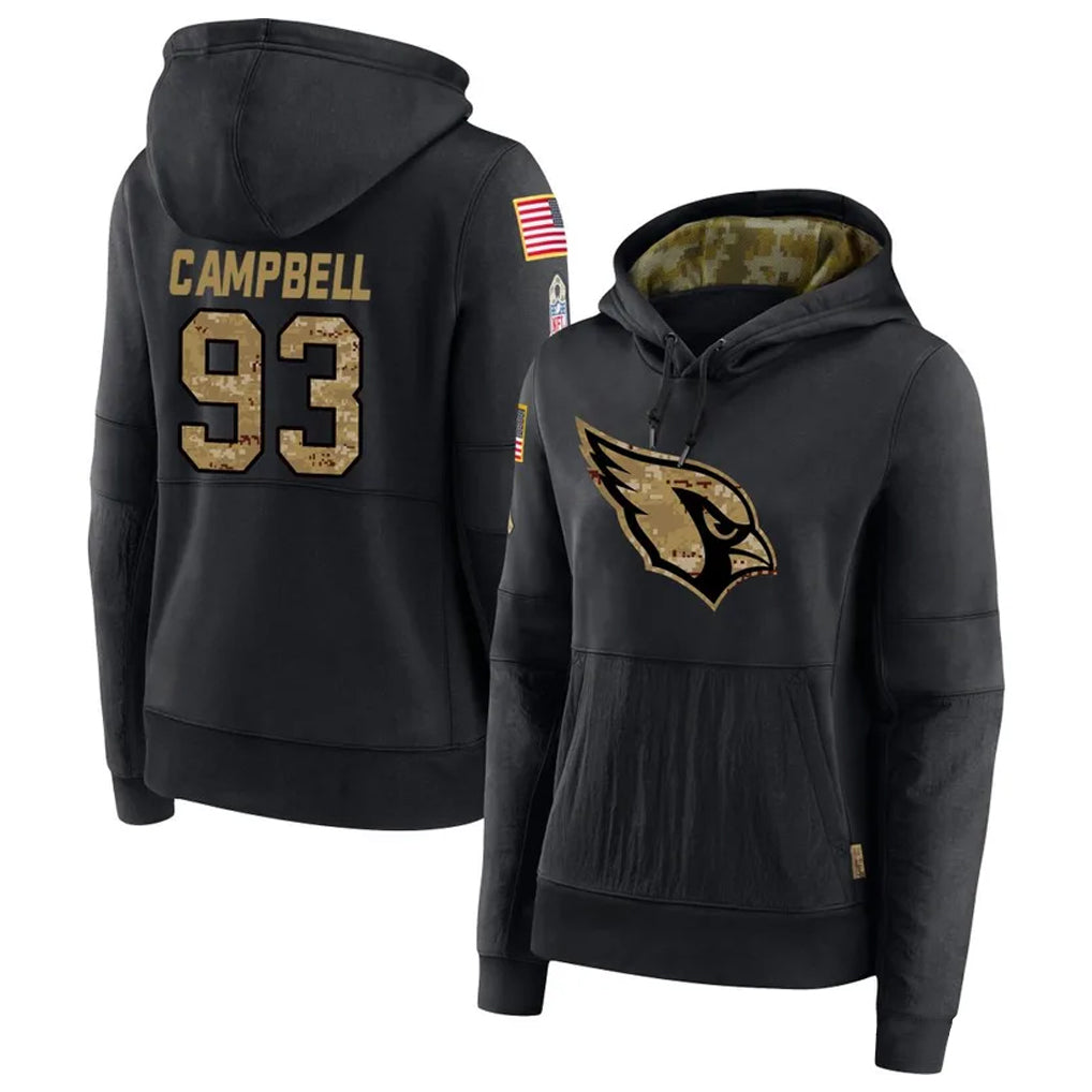 McAdo A.Cardinals #93 Calais Campbell Player Black Salute to Service Hoodies Stitched Jerseys