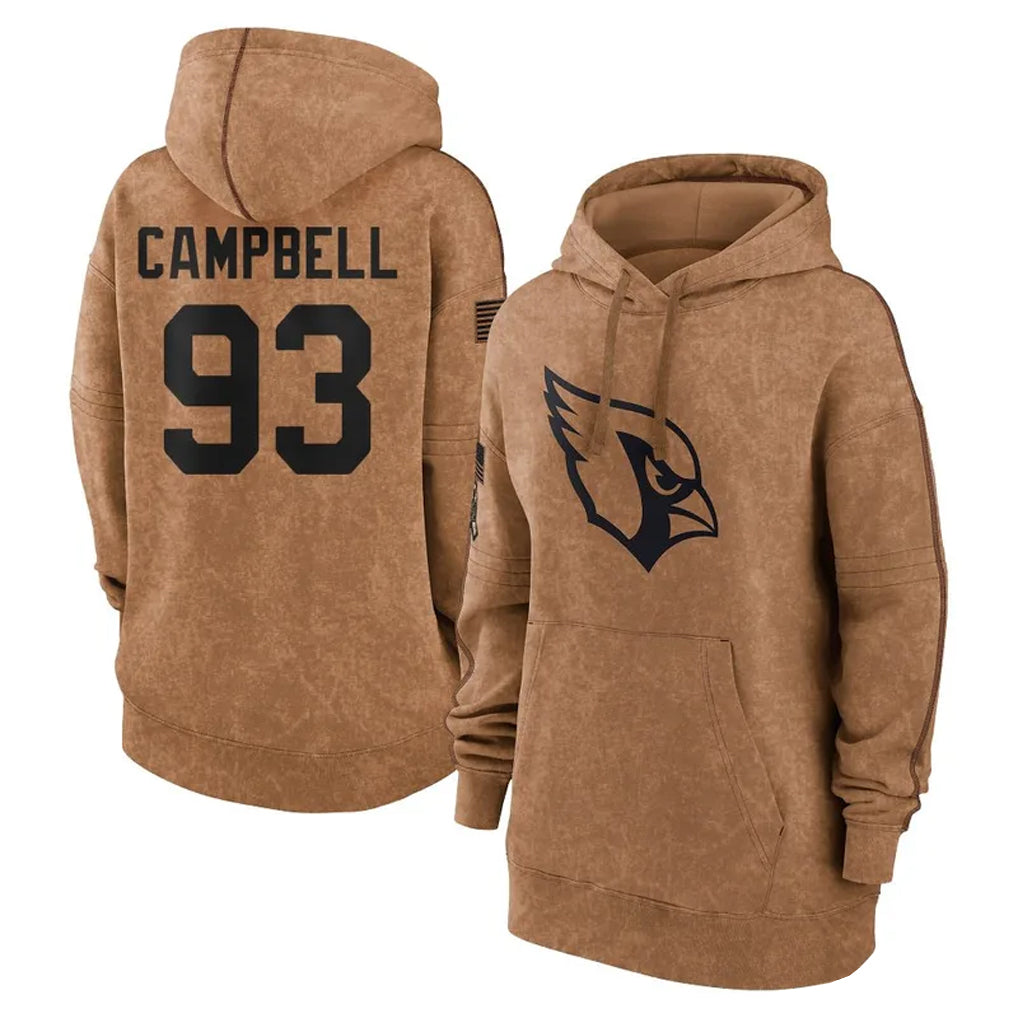 McAdo A.Cardinals #93 Calais Campbell Player Brown Salute To Service Limited Hoodies  Stitched Jerseys