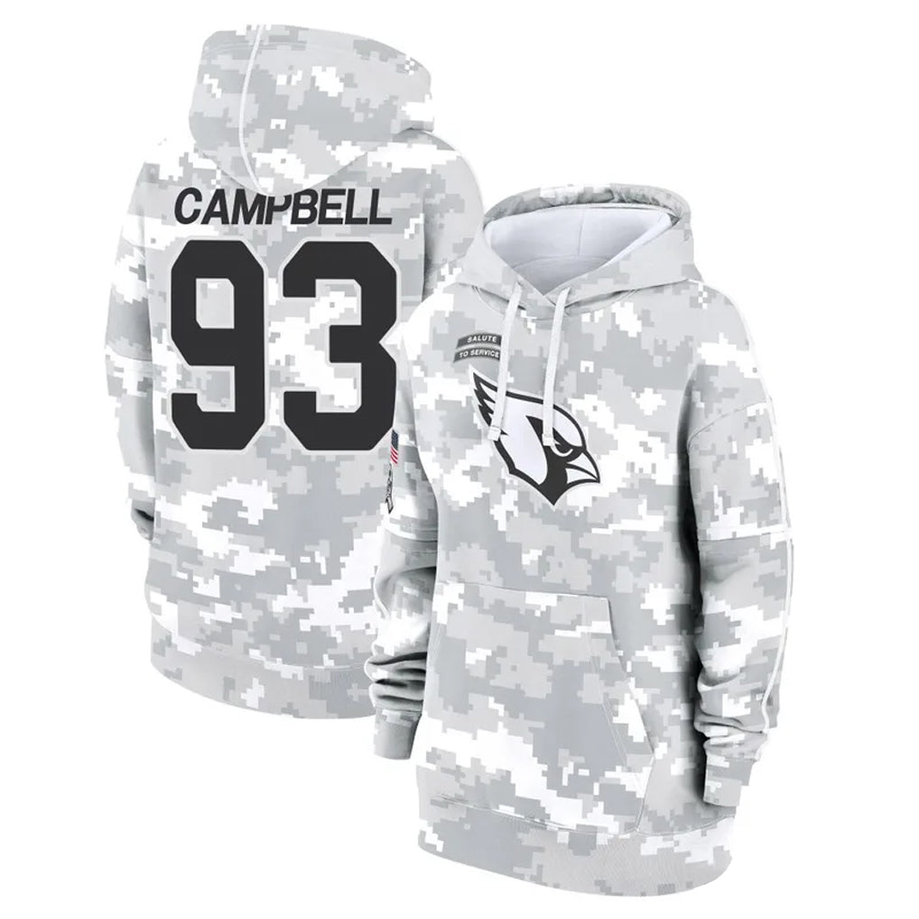 McAdo A.Cardinals #93 Calais Campbell Player Camo Salute to Service Hoodies Stitched Jerseys