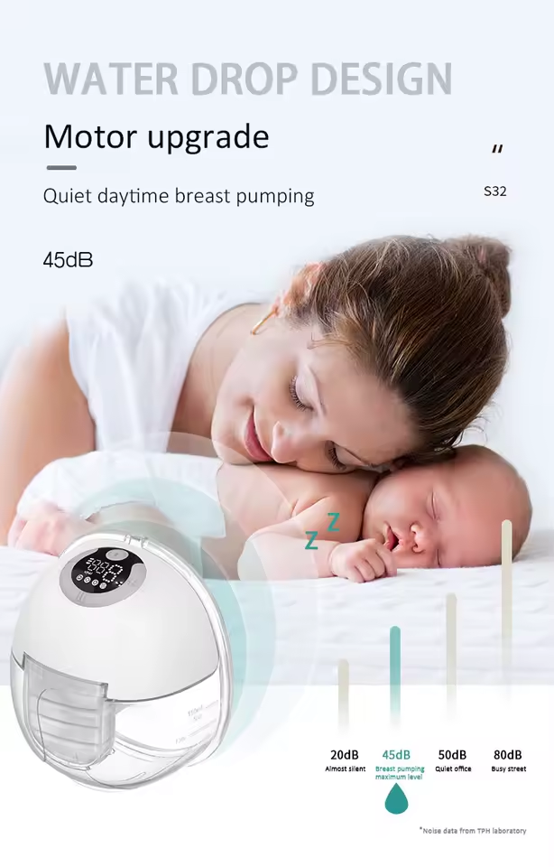 McAdo Electric Breast Pump Hands Free Portable S32 Breastpump Mother Milk Puller for Breastfeeding with 4 Modes