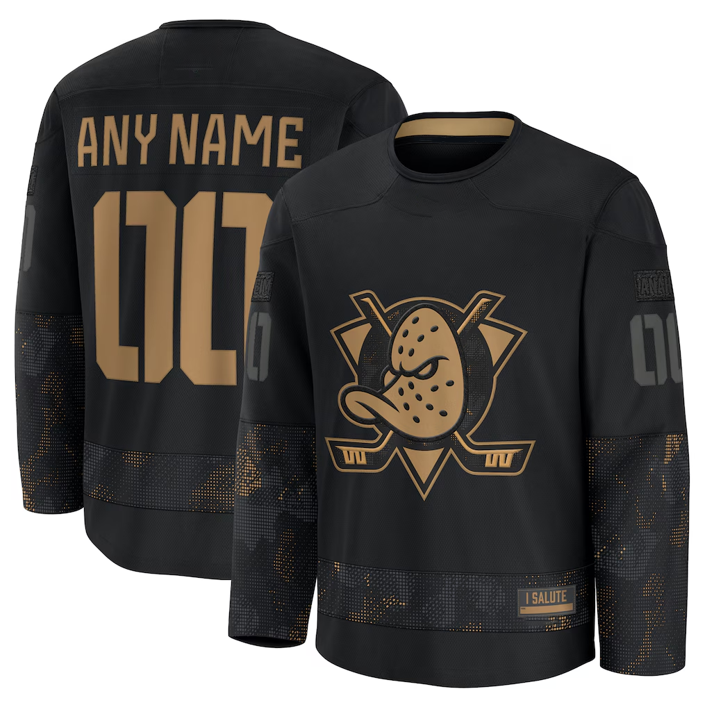 McAdo Custom A.Ducks Black 2024 Military Appreciation Practice Jerseys