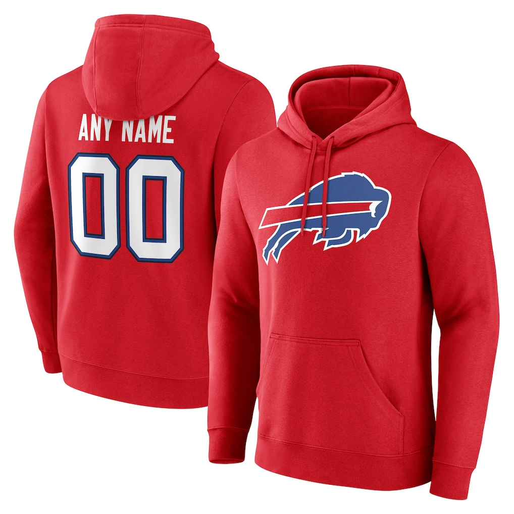 McAdo Custom B.Bills Red Team Authentic Personalized Name & Number Hoodie Stitched Jerseys