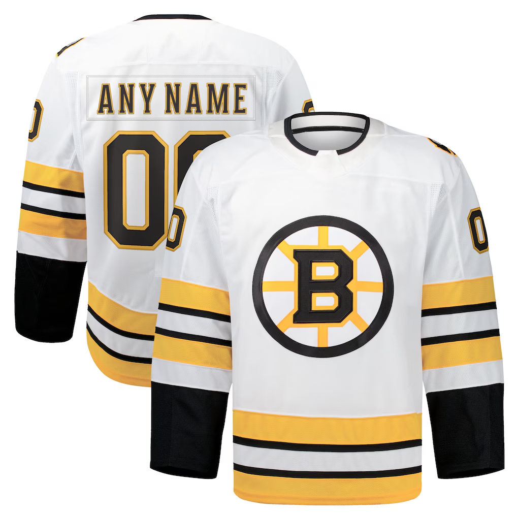 McAdo Custom B.Bruins White Away Authentic Pro Stitched Jerseys