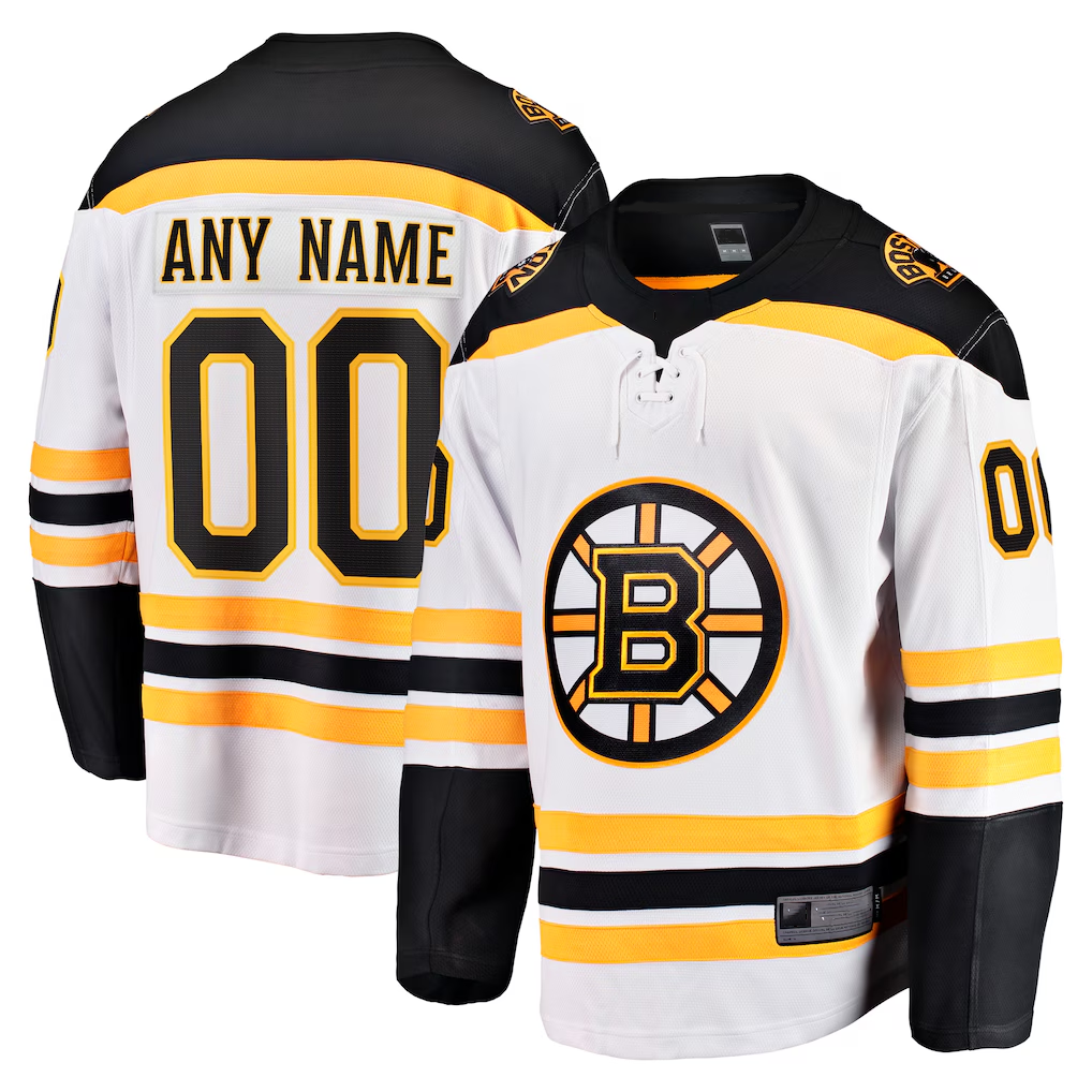 McAdo Custom B.Bruins White Away Breakaway Stitched Jerseys