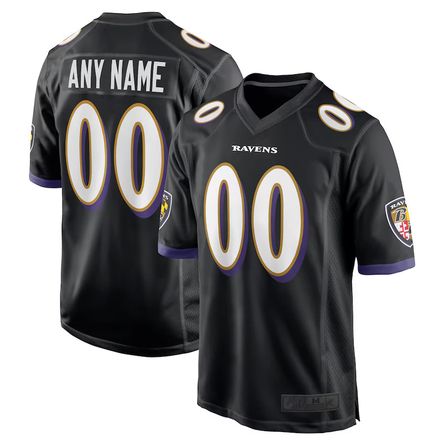 McAdo Custom B.Ravens Black Home Game Stitched Jerseys