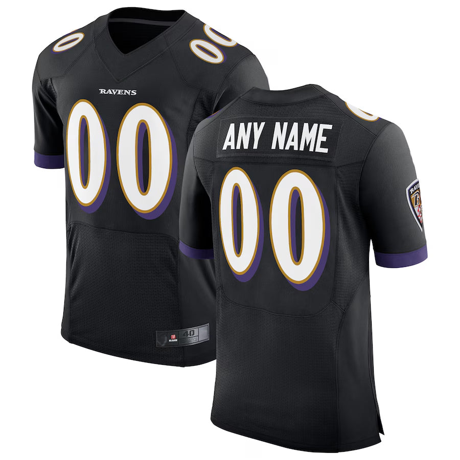 McAdo Custom B.Ravens Black Speed Machine Elite Stitched Jerseys