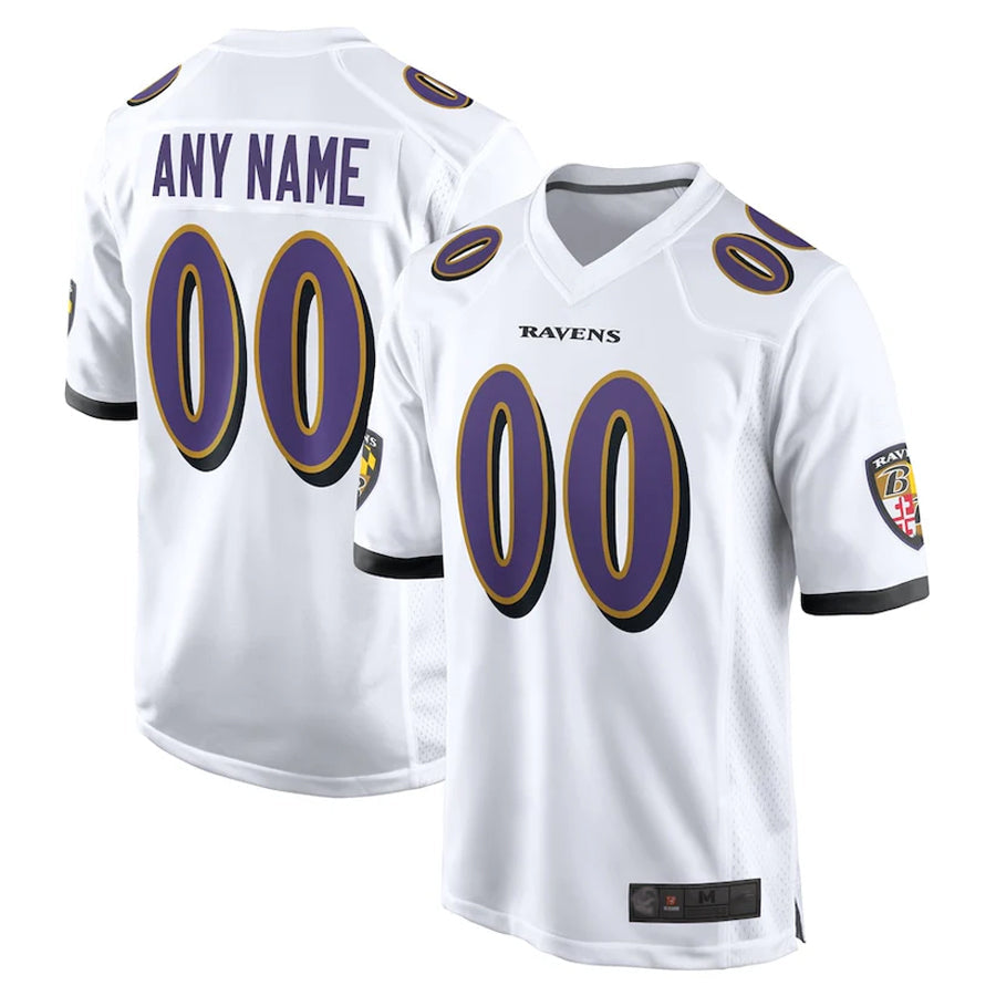 McAdo Custom B.Ravens White Home Game Stitched Jerseys