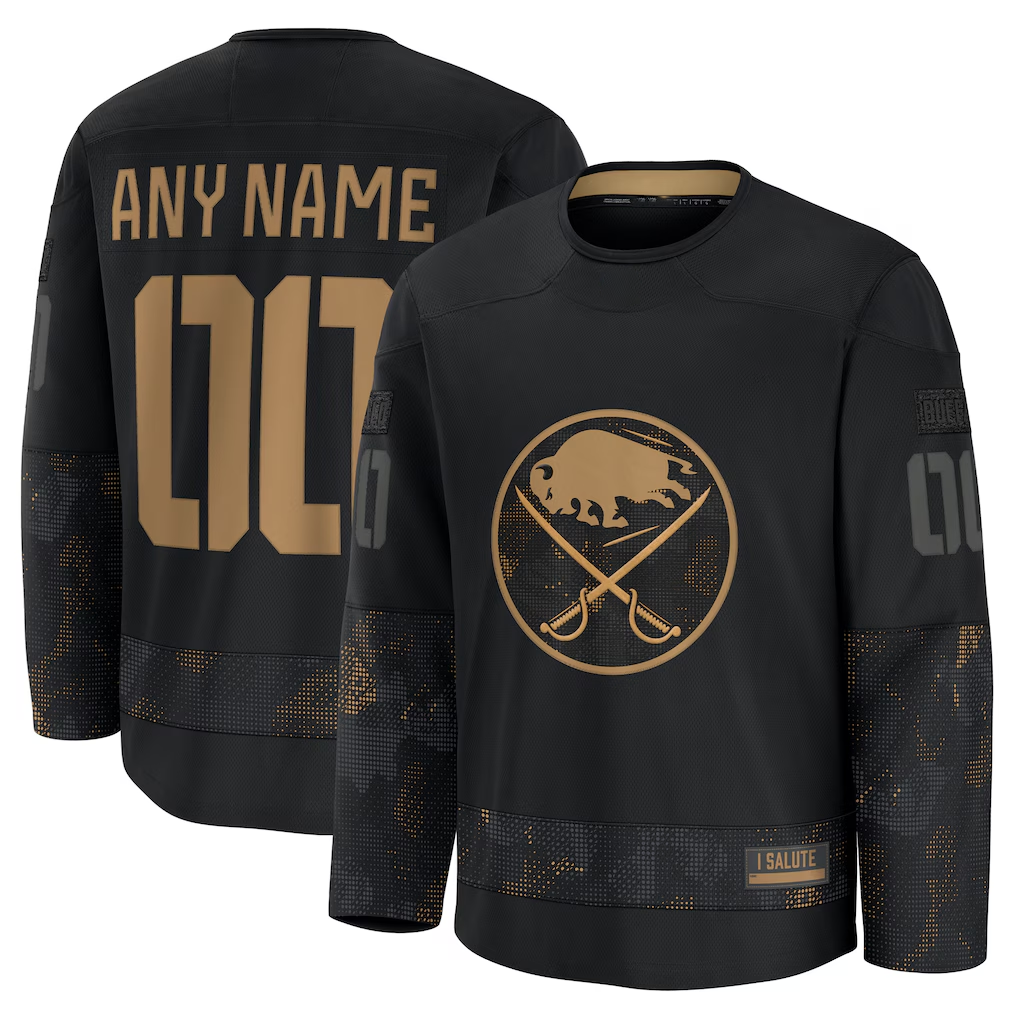 McAdo Custom B.Sabres Black 2024 Military Appreciation Practice Stitched Jerseys