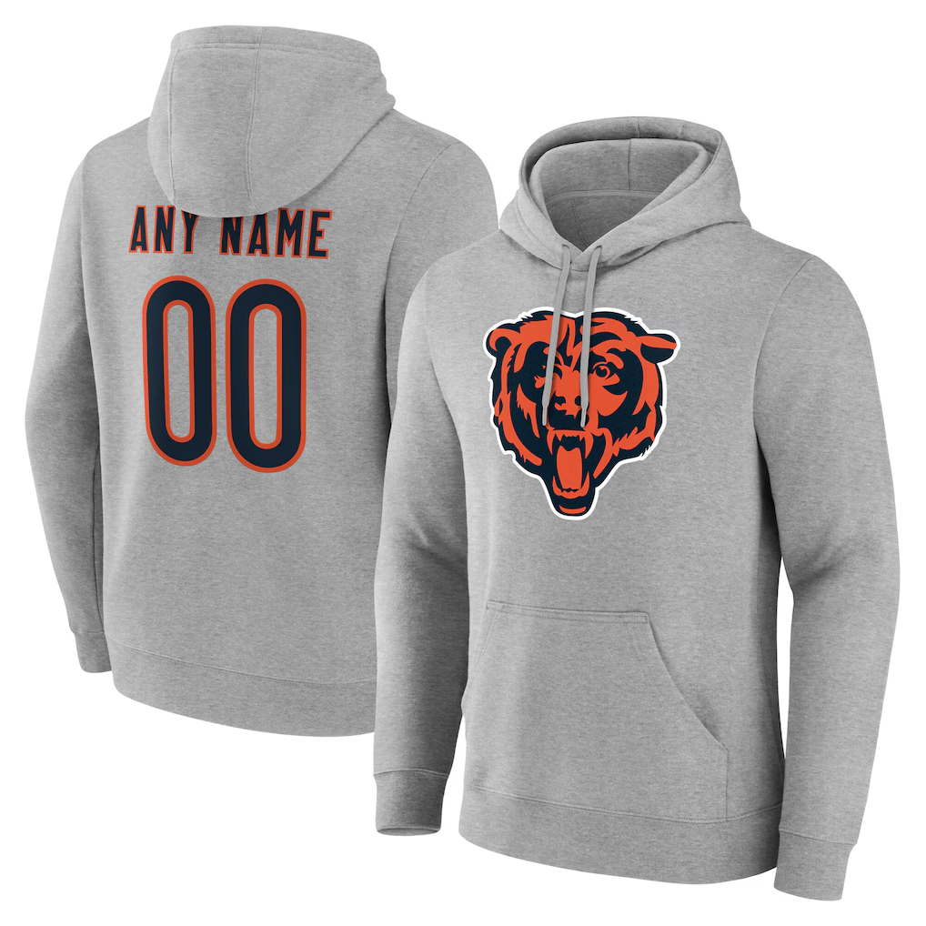 McAdo Custom C.Bears Gray Team Authentic Personalized Name & Number Hoodie Stitched Jerseys