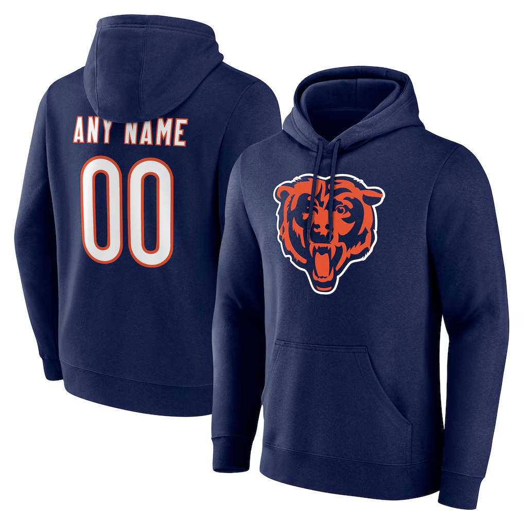 McAdo Custom C.Bears Navy Big & Tall Team Authentic Hoodie Stitched Jerseys