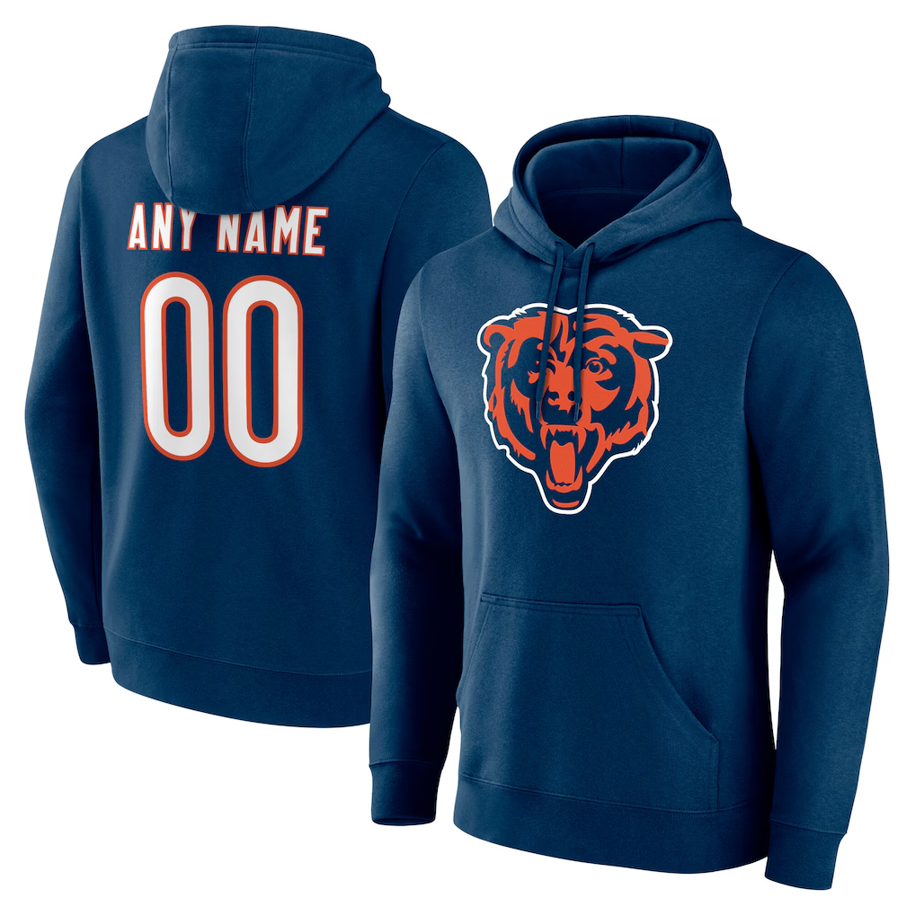 McAdo Custom C.Bears Navy Team Authentic Personalized Name & Number Hoodie Stitched Jerseys