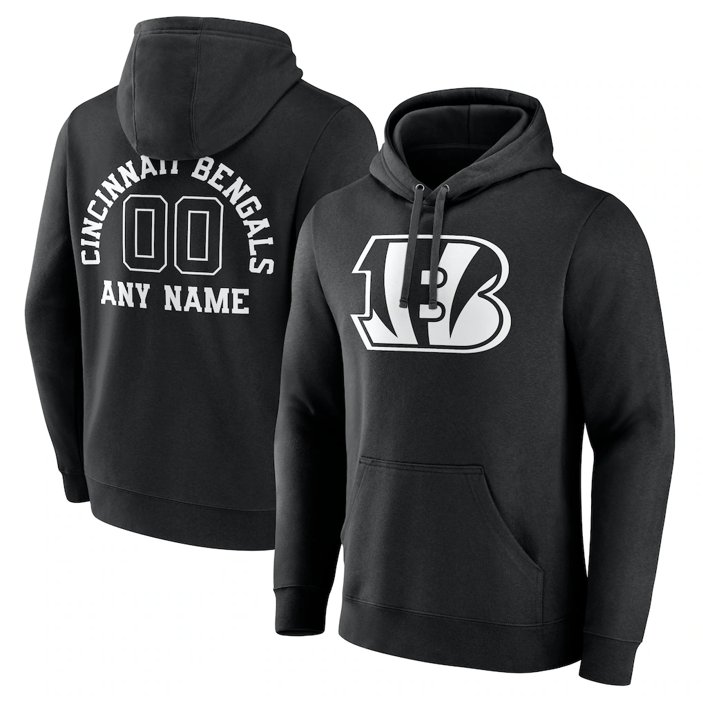 McAdo Custom C.Bengals Black Personalized Name & Number Pullover Hoodie Stitched Jerseys