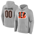 McAdo Custom C.Bengals Gray Team Authentic Personalized Name & Number Hoodie Stitched Jerseys