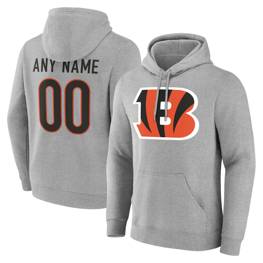McAdo Custom C.Bengals Gray Team Authentic Personalized Name & Number Hoodie Stitched Jerseys