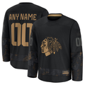 McAdo Custom C.Blackhawks Black 2024 Military Appreciation Practice Jerseys