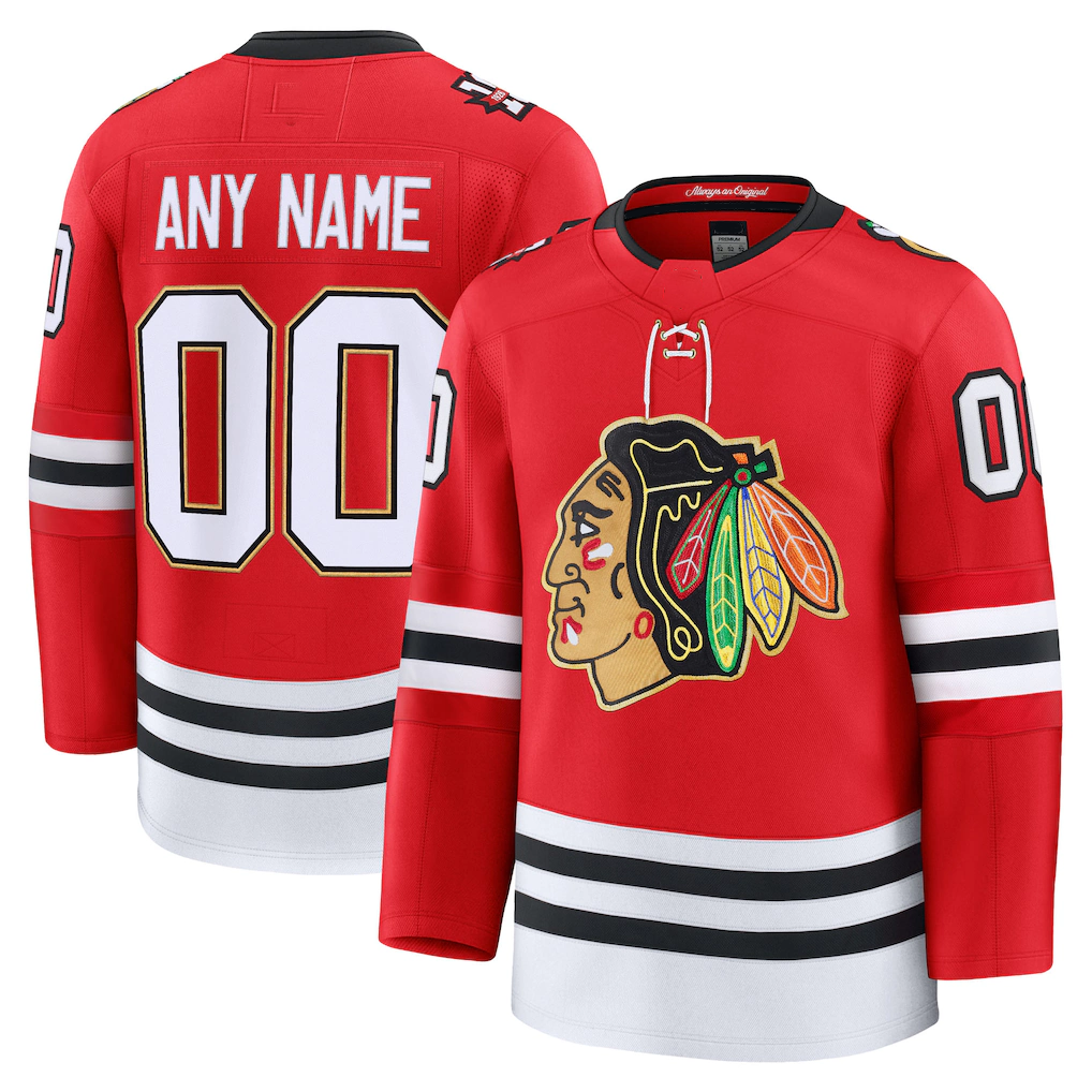McAdo Custom C.Blackhawks Red Centennial Premium Jerseys