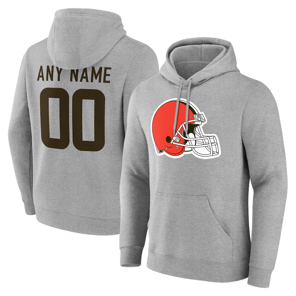 McAdo Custom C.Browns Gray Team Authentic Personalized Name & Number Hoodie Stitched Jerseys