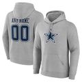 McAdo Custom D.Cowboys Gray Team Authentic Personalized Name & Number Hoodie Stitched Jerseys