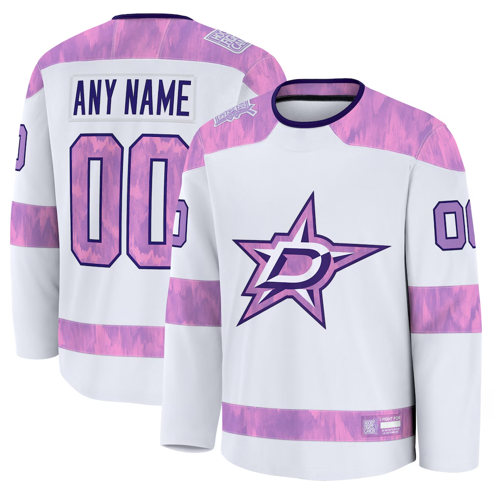 McAdo Custom D.Stars White 2024 Hockey Fights Cancer Practice Jerseys