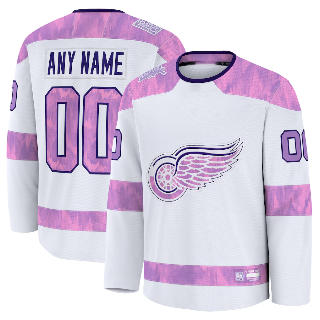 McAdo Custom DR.Wings White 2024 Hockey Fights Cancer Practice Jerseys