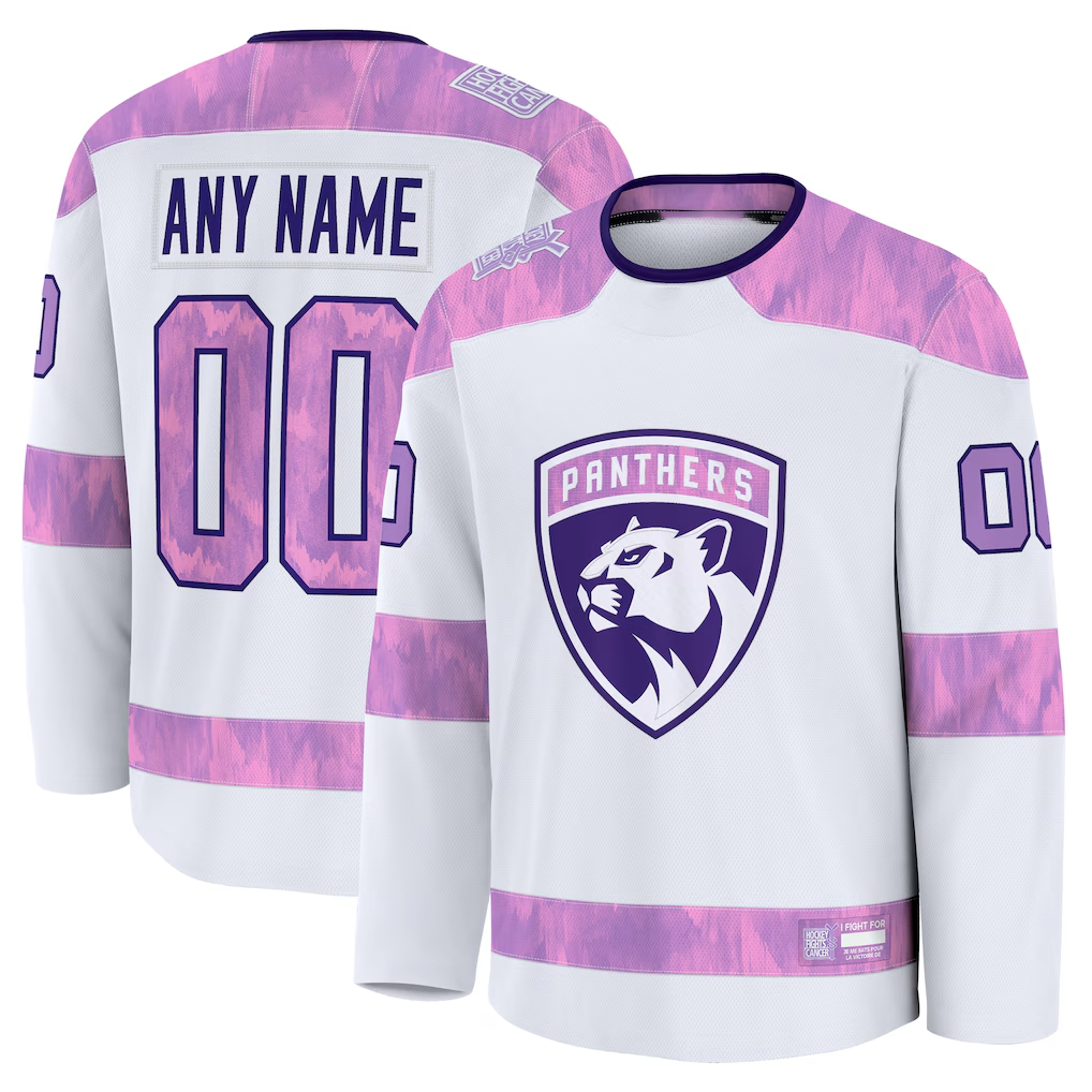 McAdo Custom F.Panthers White 2024 Hockey Fights Cancer Practice Jerseys