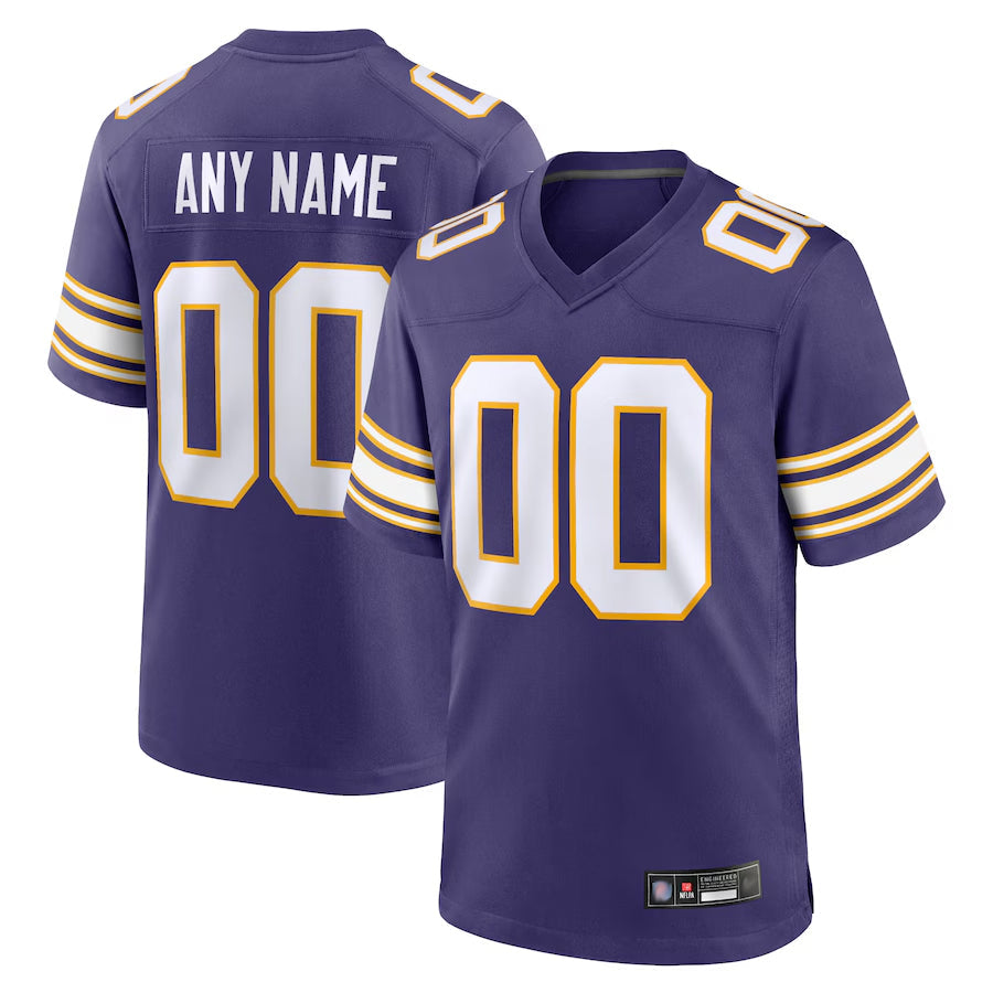 McAdo Custom MN.Vikings Purple Secondary Alternate Game Stitched Jerseys