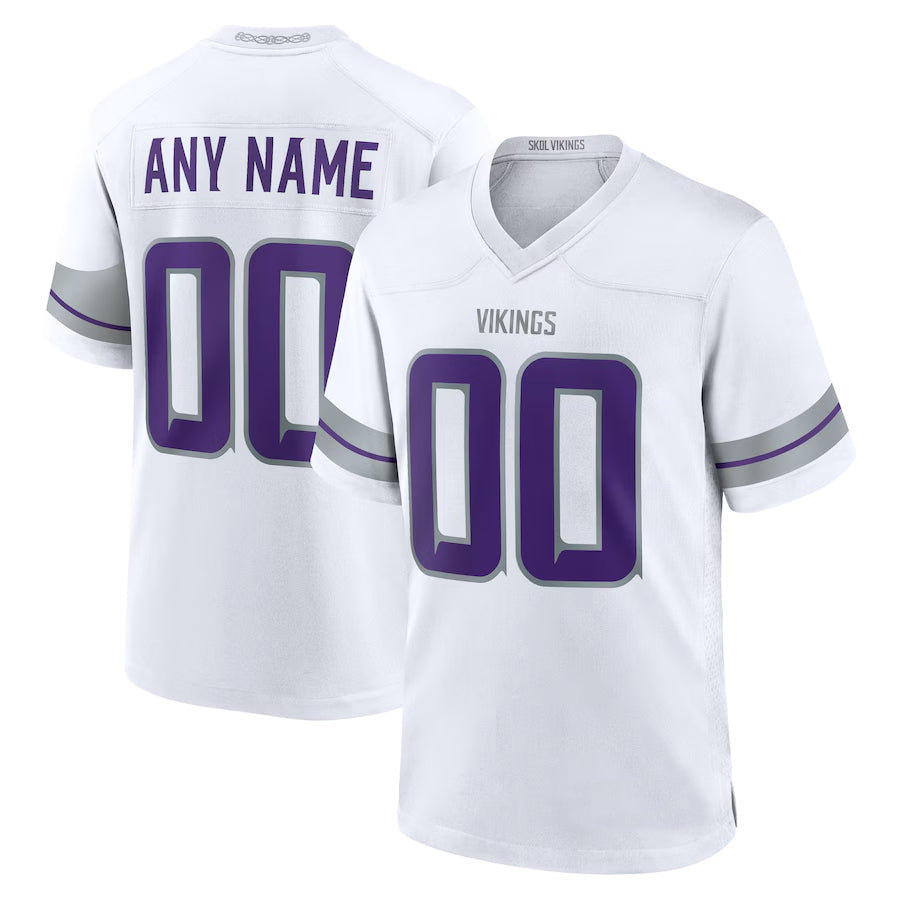 McAdo Custom MN.Vikings White Alternate Game Stitched Jerseys