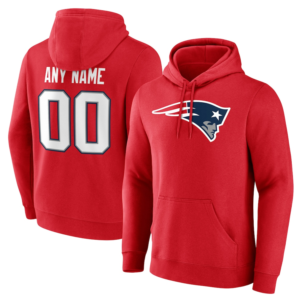 McAdo Custom NE.Patriots Red Team Authentic Personalized Name & Number Hoodie Stitched Jerseys