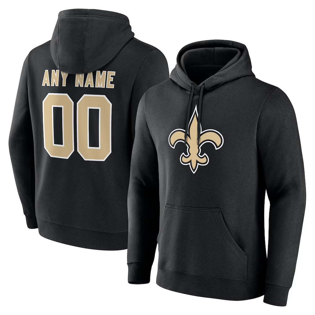 McAdo Custom NO.Saints Black Team Authentic Personalized Name & Number Hoodie Stitched Jerseys
