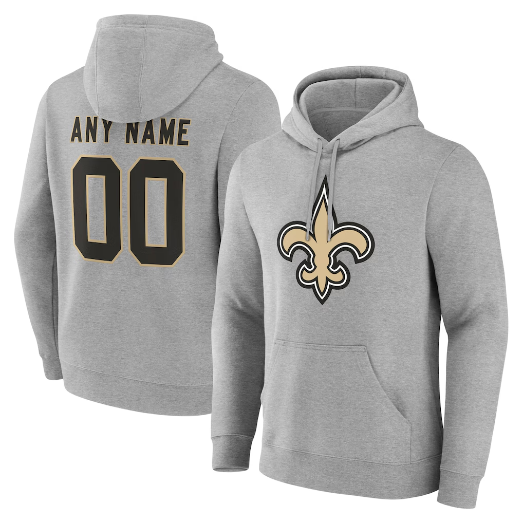 McAdo Custom NO.Saints Gray Team Authentic Personalized Name & Number Hoodie Stitched Jerseys
