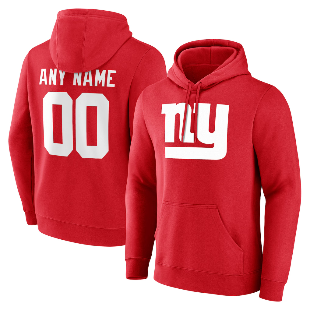 McAdo Custom NY.Giants Red Team Authentic Personalized Name & Number Hoodie Stitched Jerseys