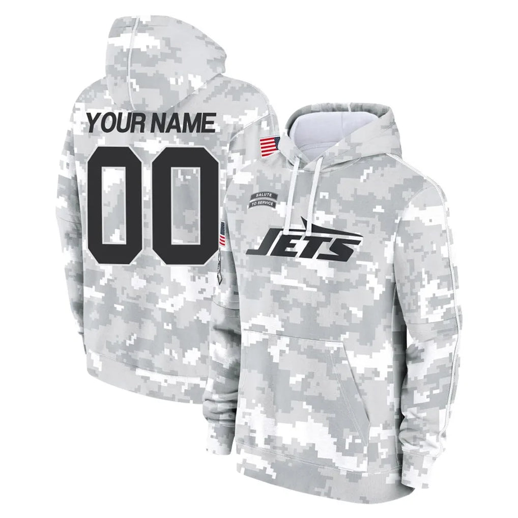 McAdo Custom NY.Jets Arctic Camo Salute to Service Pullover Hoodies Limited Game Any Name & Numbers Stitched Jerseys