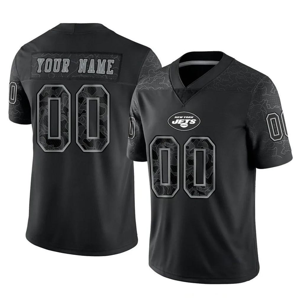 McAdo Custom NY.Jets Black Limited Reflective Home Game Any Name & Numbers Stitched Jerseys