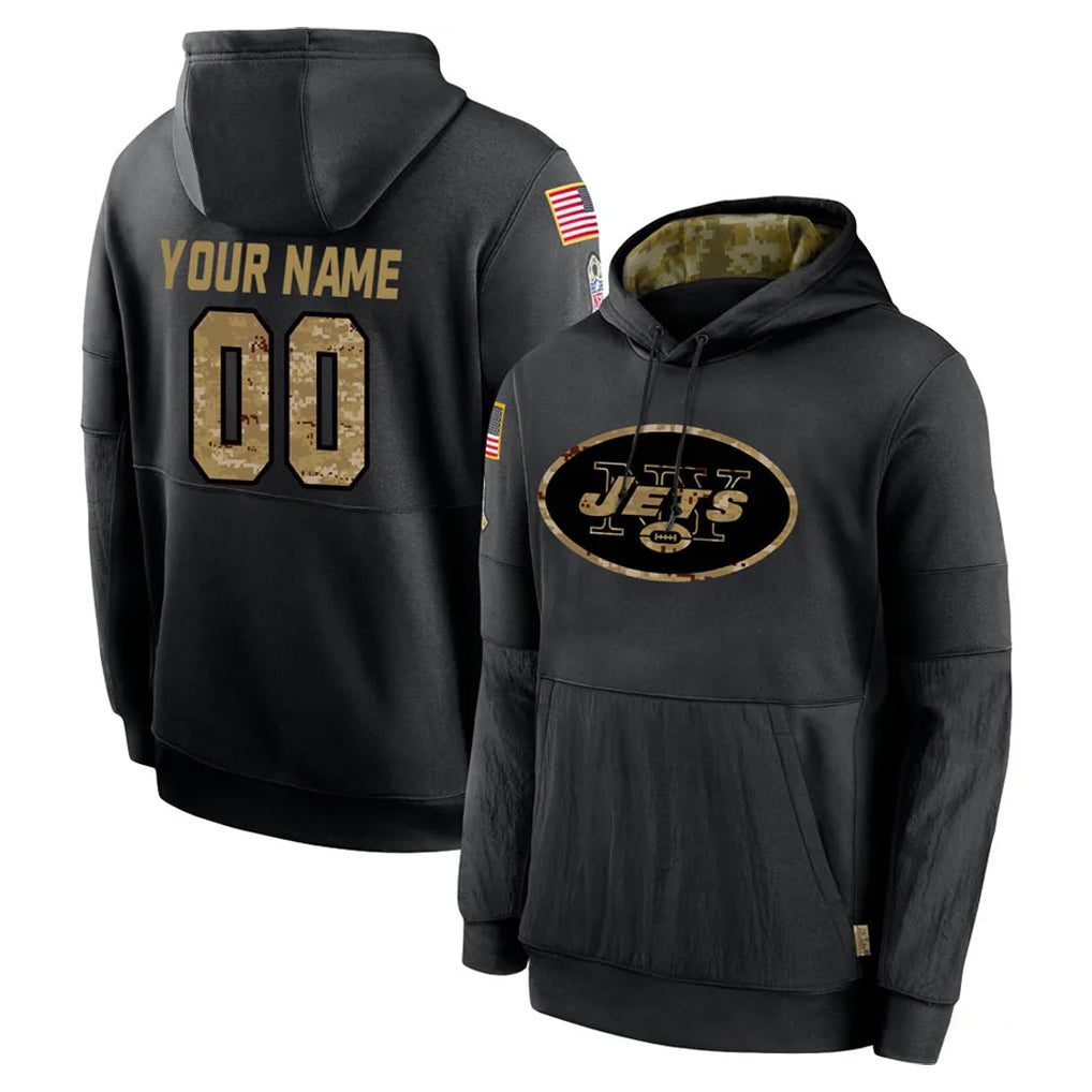 McAdo Custom NY.Jets Black Salute to Service Hoodies Limited Game Any Name & Numbers Stitched Jerseys