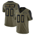 McAdo Custom NY.Jets Olive Salute To Service Limited Game Any Name & Numbers Stitched Jerseys