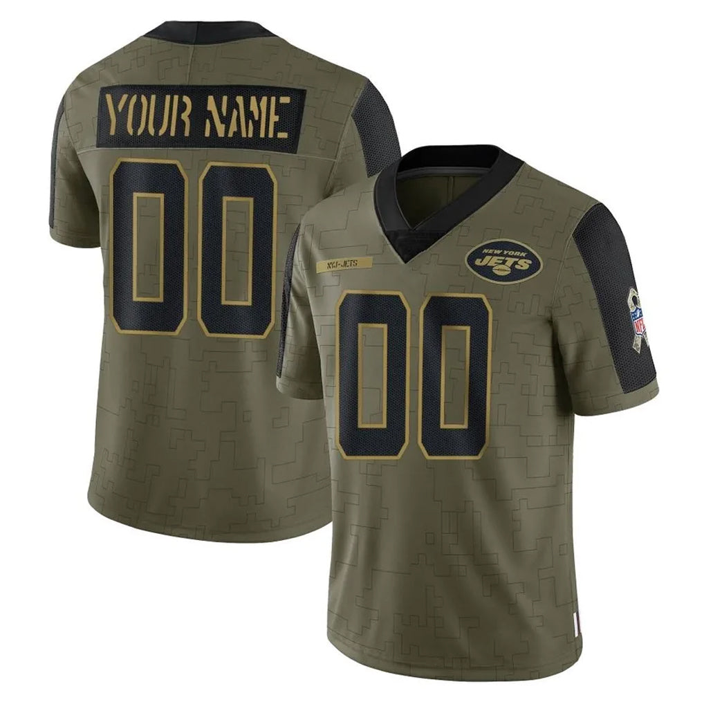 McAdo Custom NY.Jets Olive Salute To Service Limited Game Any Name & Numbers Stitched Jerseys