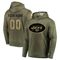 McAdo Custom NY.Jets Olive Salute to Service Pullover Hoodies Home Game Any Name & Numbers Stitched Jerseys