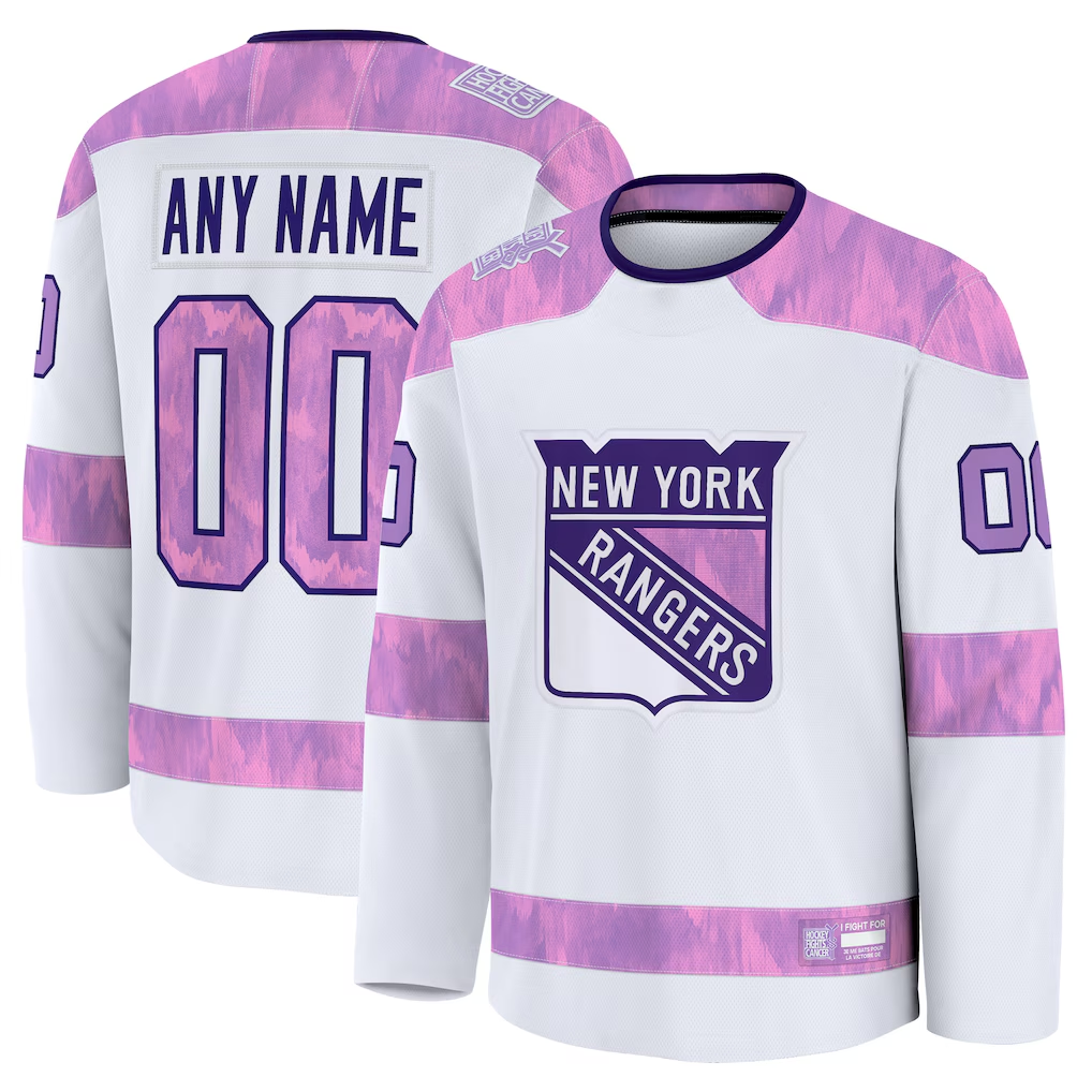 McAdo Custom NY.Rangers White 2024 Hockey Fights Cancer Practice Jerseys