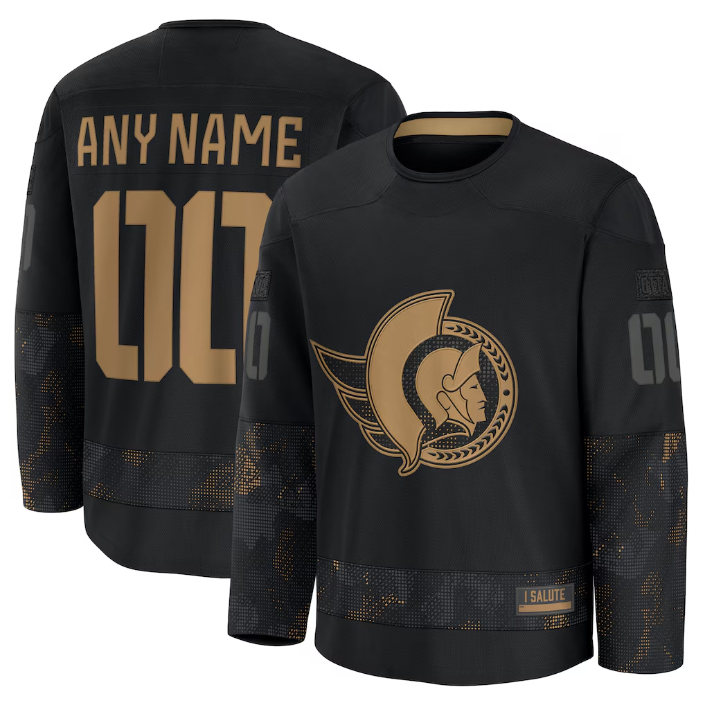 McAdo Custom O.Senators Black 2024 Military Appreciation Practice Jerseys