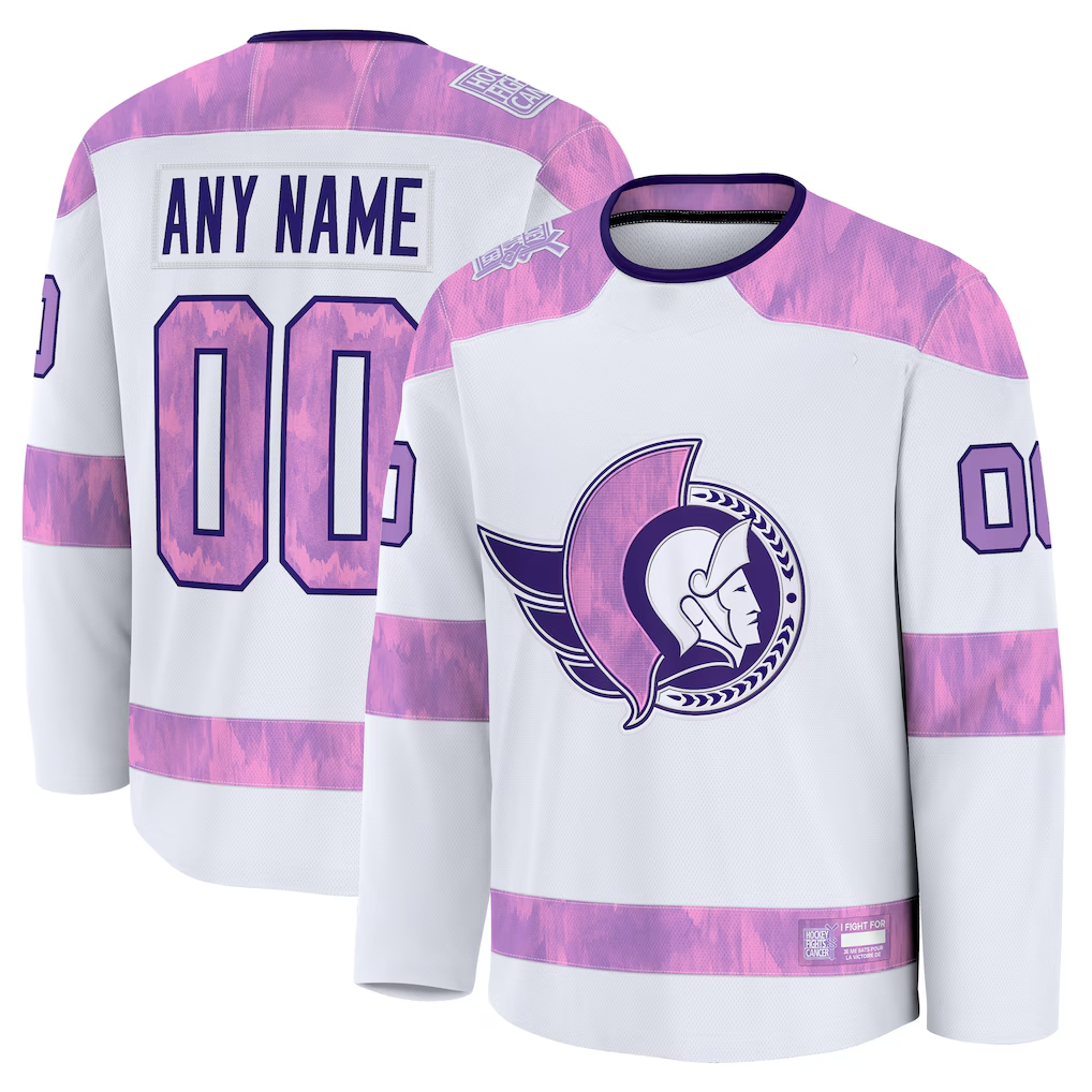 McAdo Custom O.Senators White 2024 Hockey Fights Cancer Practice Jerseys