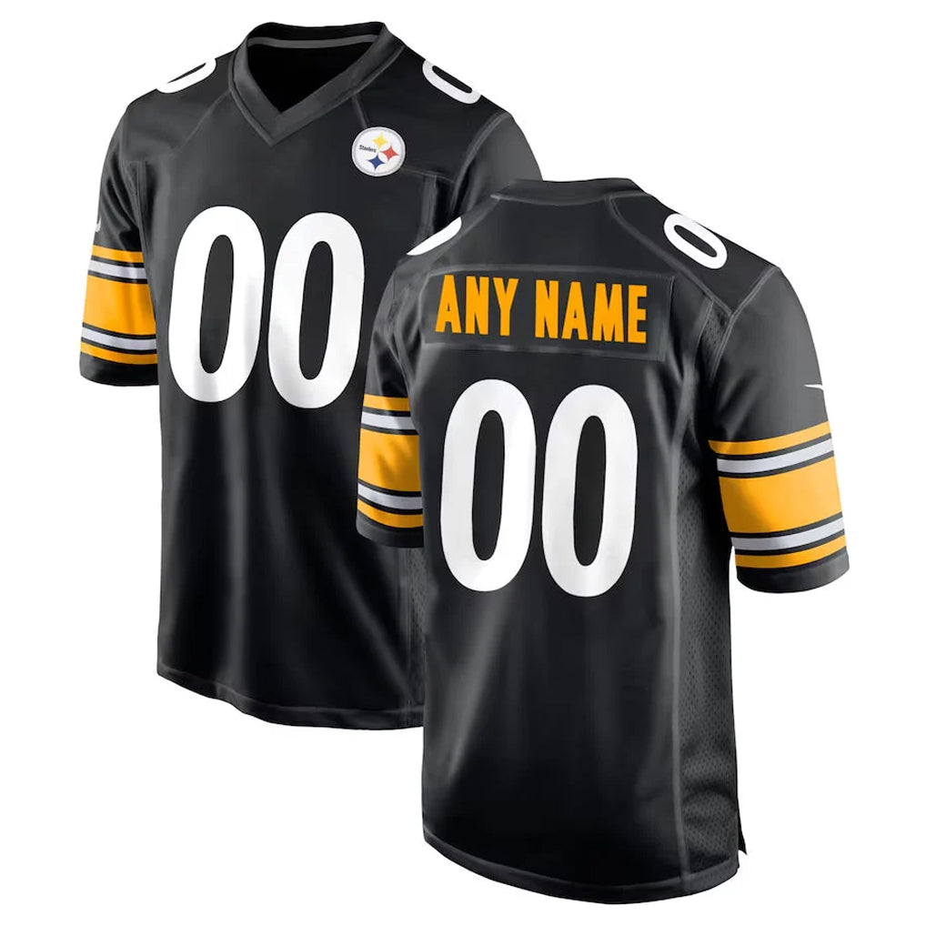 McAdo Custom P.Steelers Black Home Game Any Name & Numbers Stitched Jerseys